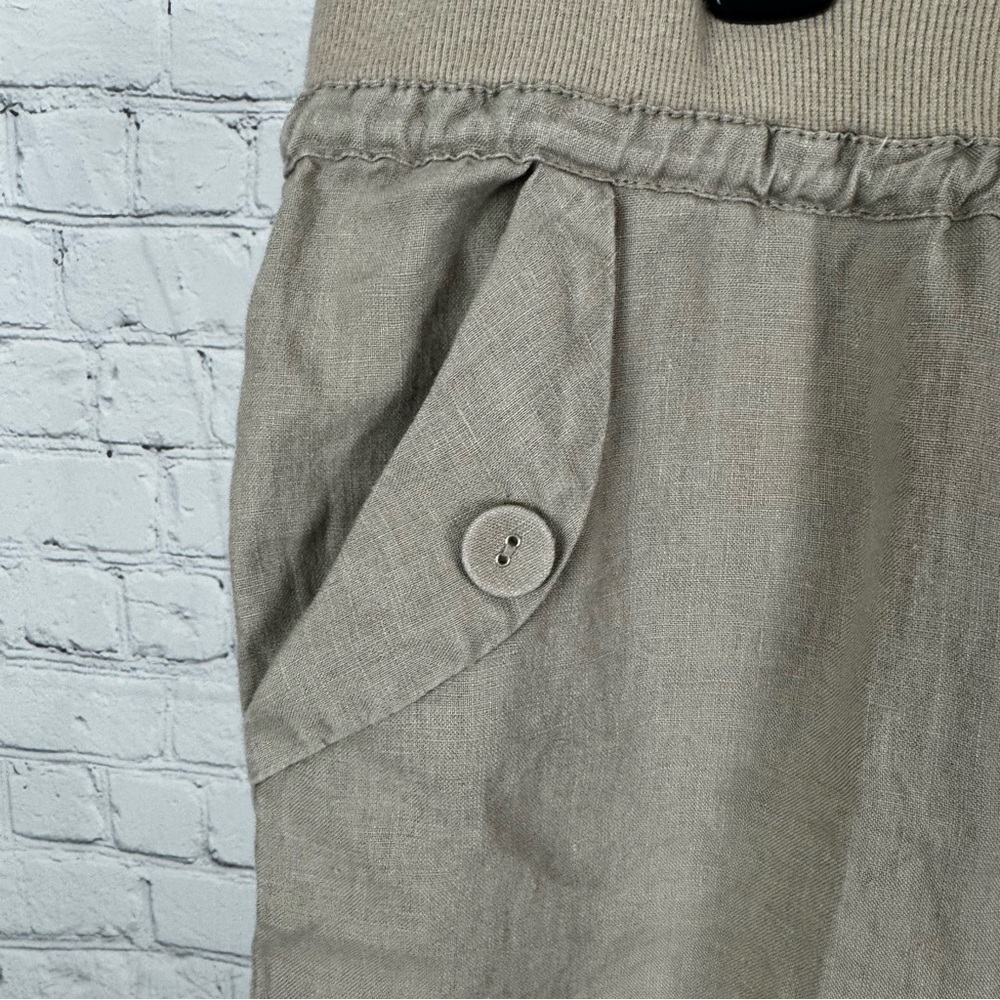 London Jean Tan Wide Leg Linen Pants Size Large - Picture 3 of 7